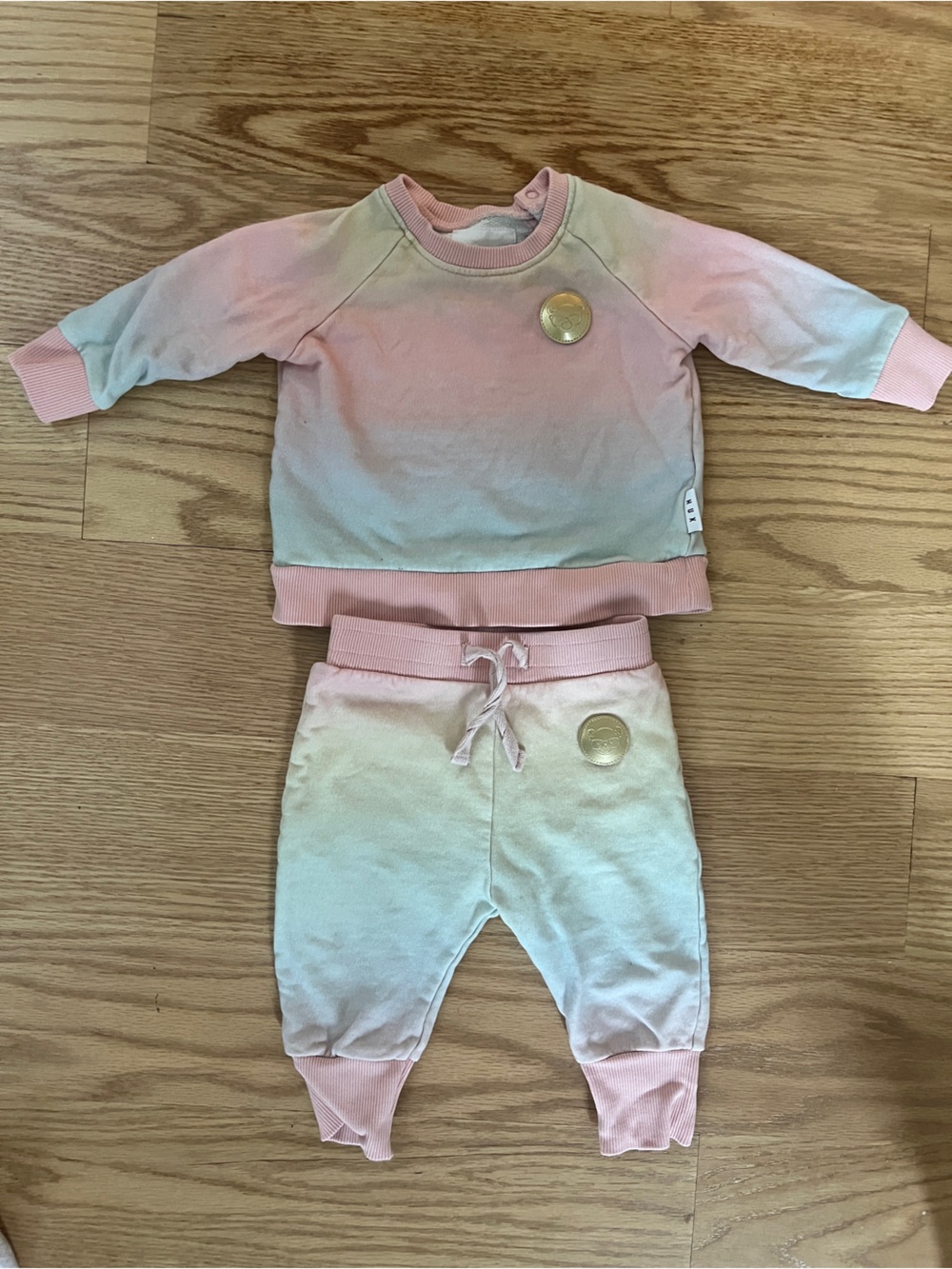 Hux Baby Girl Tie-Dye Pastel Ombré Sweatsuit Size 6-12M